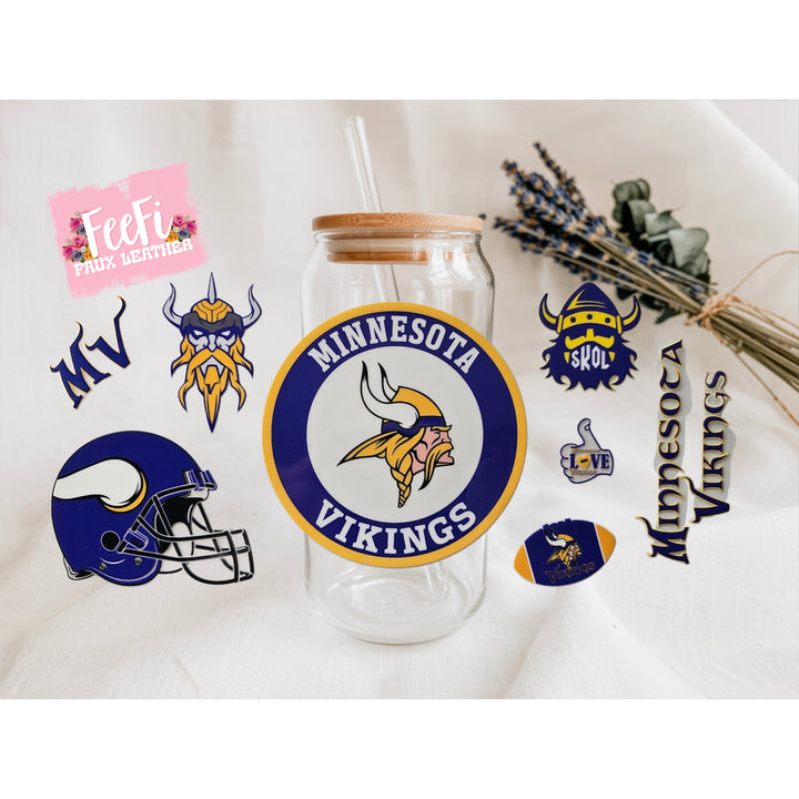 Vikings Football UV DTF Cup Wrap – Easy Cup Wrap for Tumblers & Projects FeeFiFauxLeather
