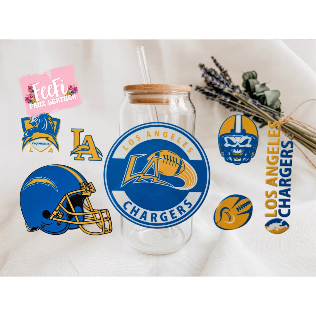 Chargers Football UV DTF Cup Wrap – Easy Cup Wrap for Tumblers & Projects FeeFiFauxLeather