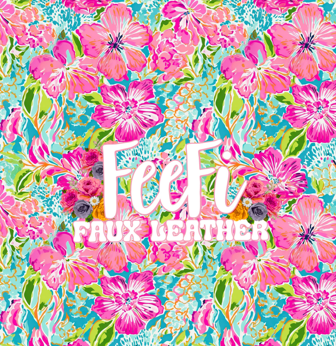 Flowers Hydrangea Floral Printed Faux Leather FeeFiFauxLeather