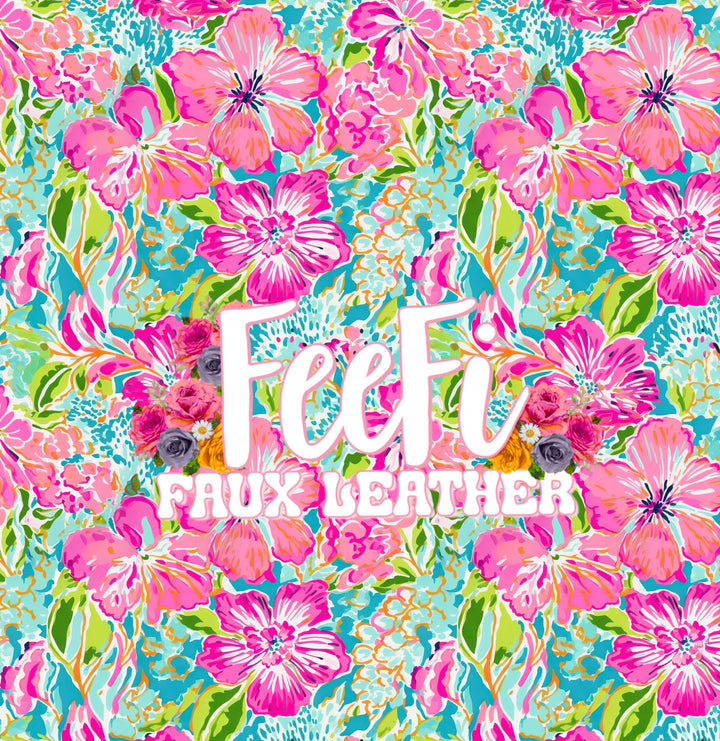 Flowers Hydrangea Floral Printed Faux Leather FeeFiFauxLeather