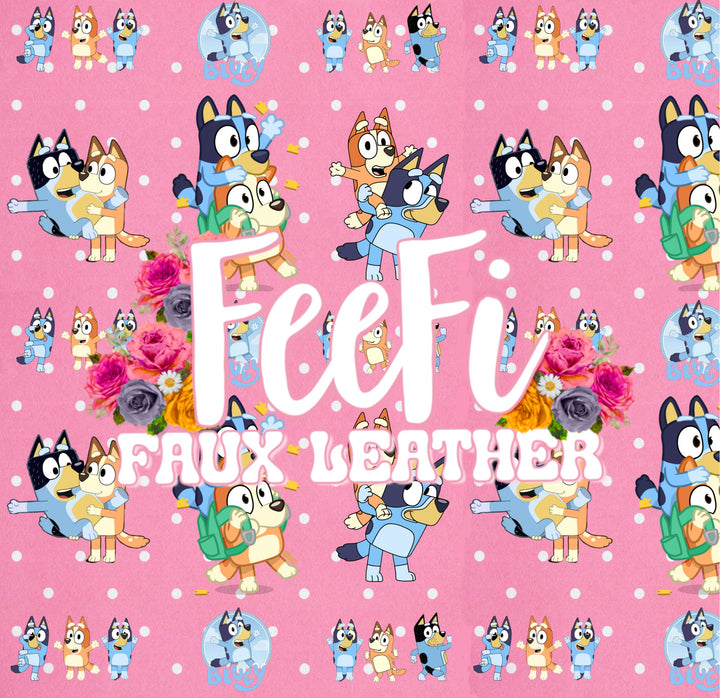 Blue Dog Printed Faux Leather FeeFiFauxLeather
