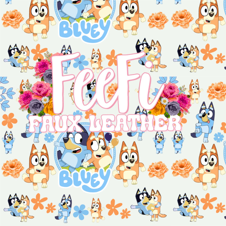 Blue Dog Printed Faux Leather FeeFiFauxLeather
