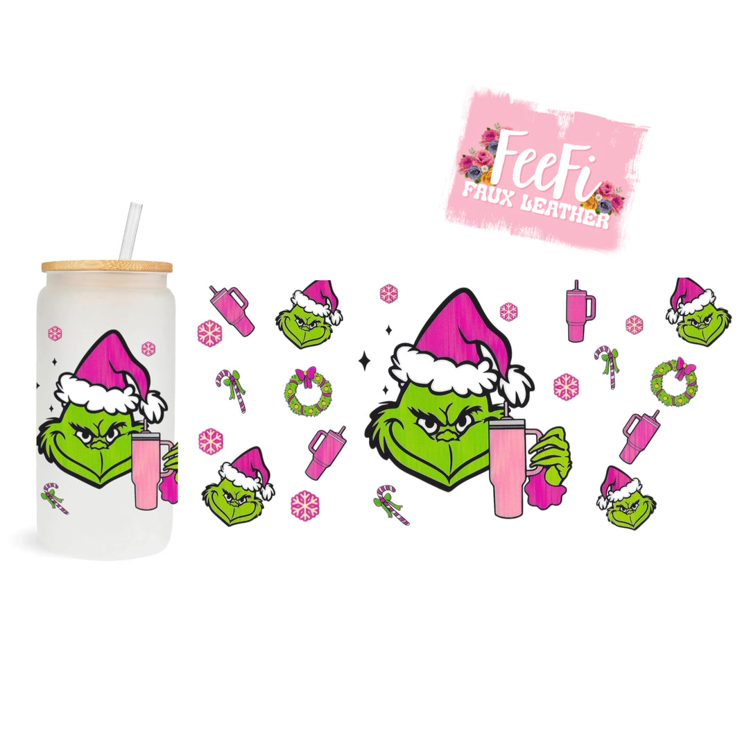 Grinch Christmas UV DTF Cup Wrap – Easy Cup Wrap for Tumblers & Projects FeeFiFauxLeather
