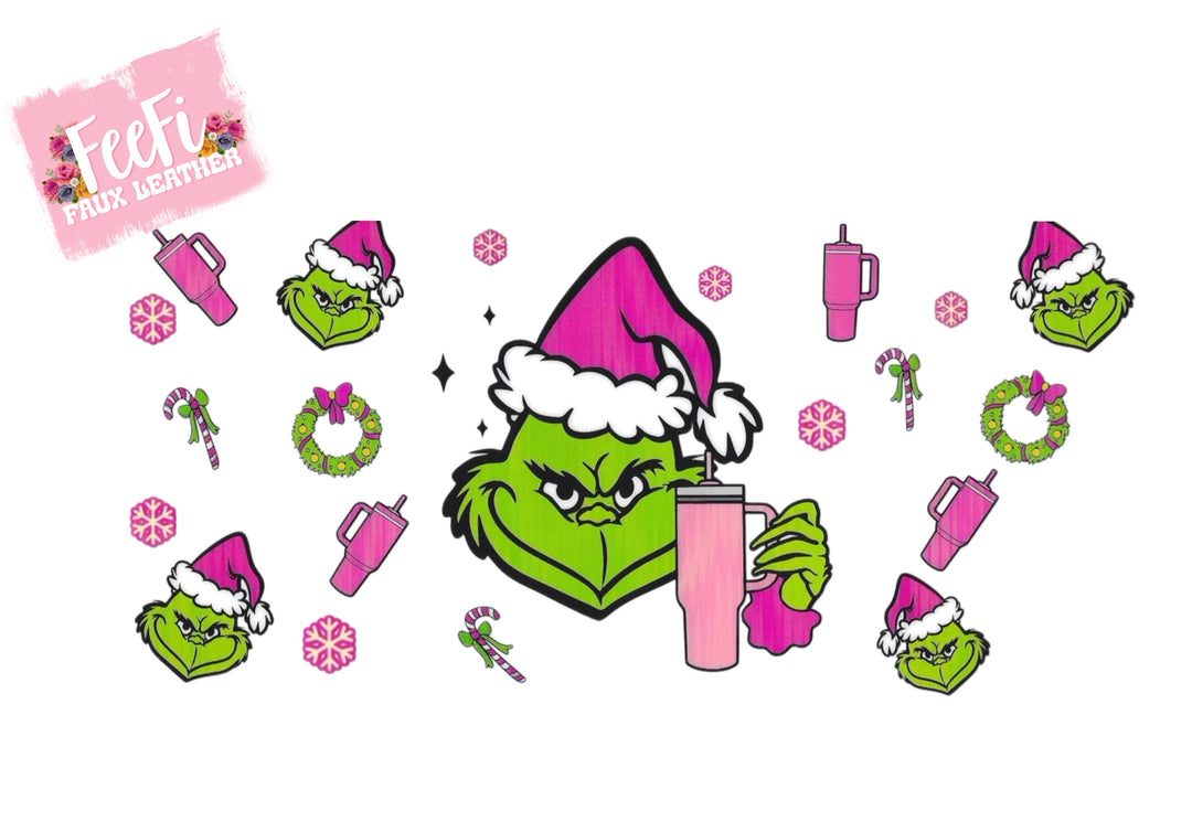 Grinch Christmas UV DTF Cup Wrap – Easy Cup Wrap for Tumblers & Projects FeeFiFauxLeather
