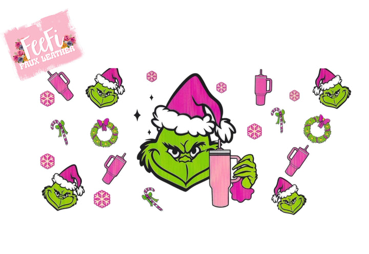 Grinch Christmas UV DTF Cup Wrap – Easy Cup Wrap for Tumblers & Projects FeeFiFauxLeather