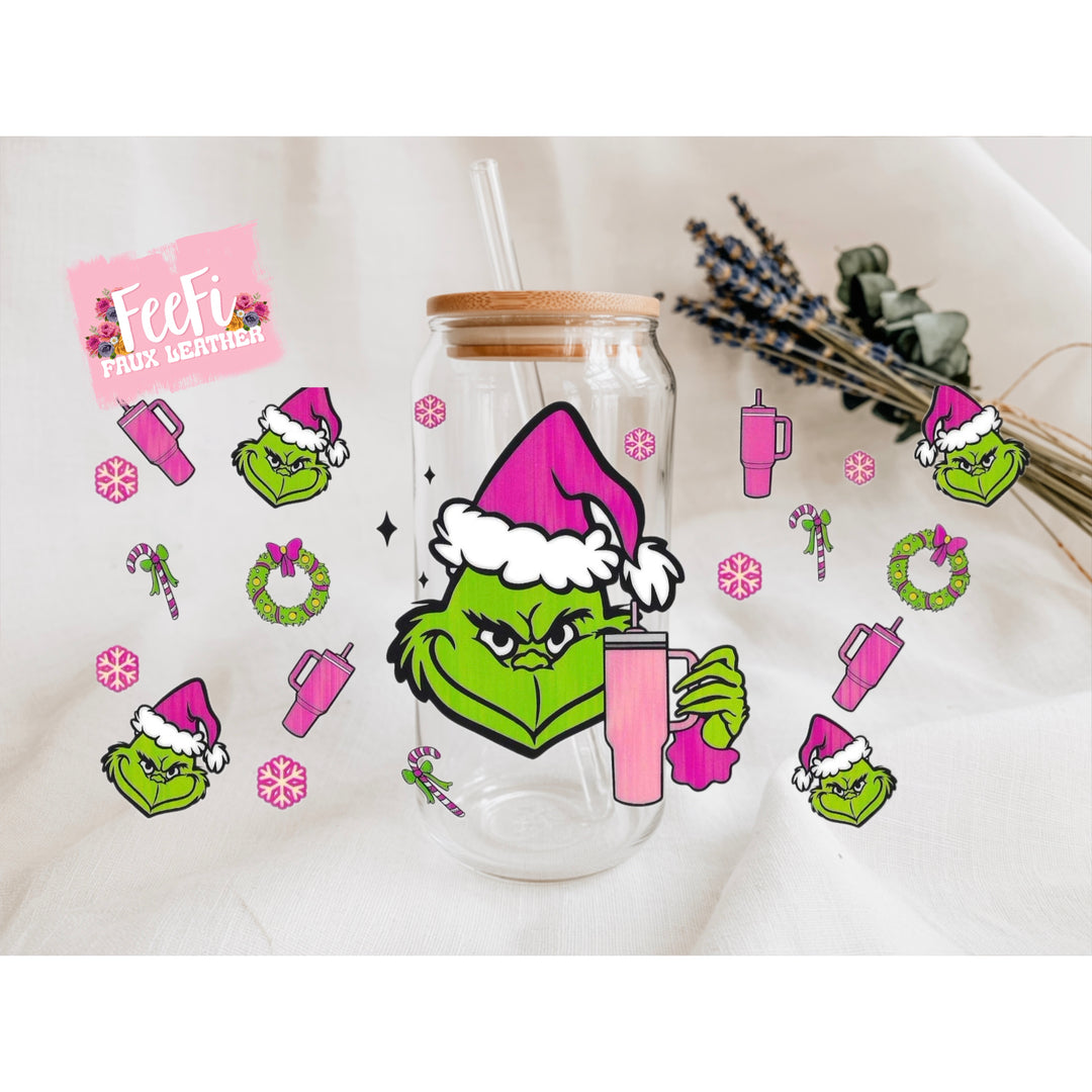 Grinch Christmas UV DTF Cup Wrap – Easy Cup Wrap for Tumblers & Projects FeeFiFauxLeather