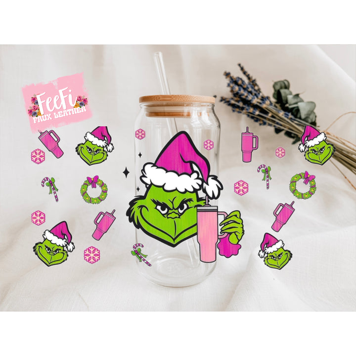 Grinch Christmas UV DTF Cup Wrap – Easy Cup Wrap for Tumblers & Projects FeeFiFauxLeather