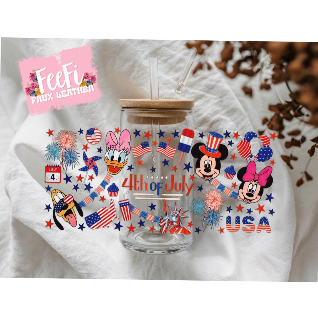 Mouse July 4th UV DTF Cup Wrap – Easy Cup Wrap for Tumblers & Projects FeeFiFauxLeather