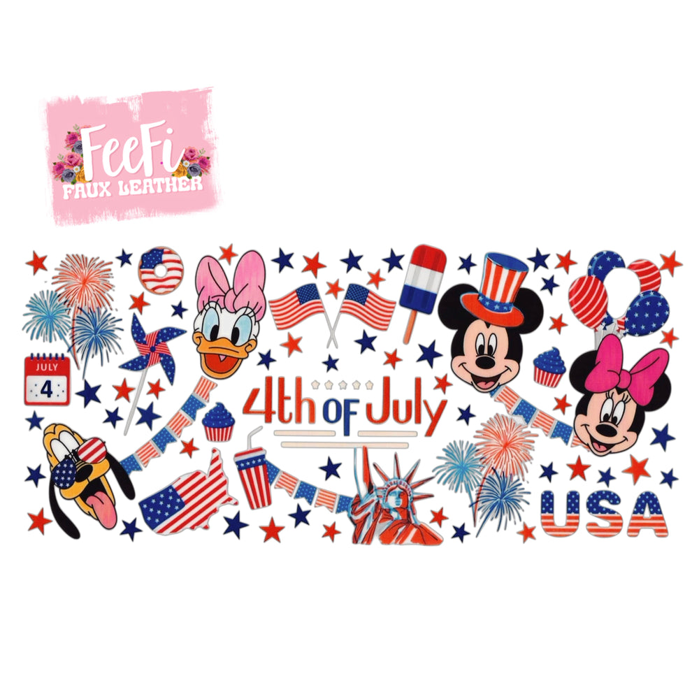 Mouse July 4th UV DTF Cup Wrap – Easy Cup Wrap for Tumblers & Projects FeeFiFauxLeather