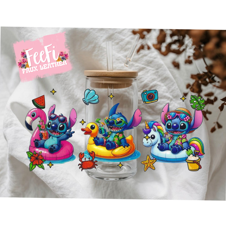 Blue Alien Autism UV DTF Cup Wrap – Easy Cup Wrap for Tumblers & Projects FeeFiFauxLeather