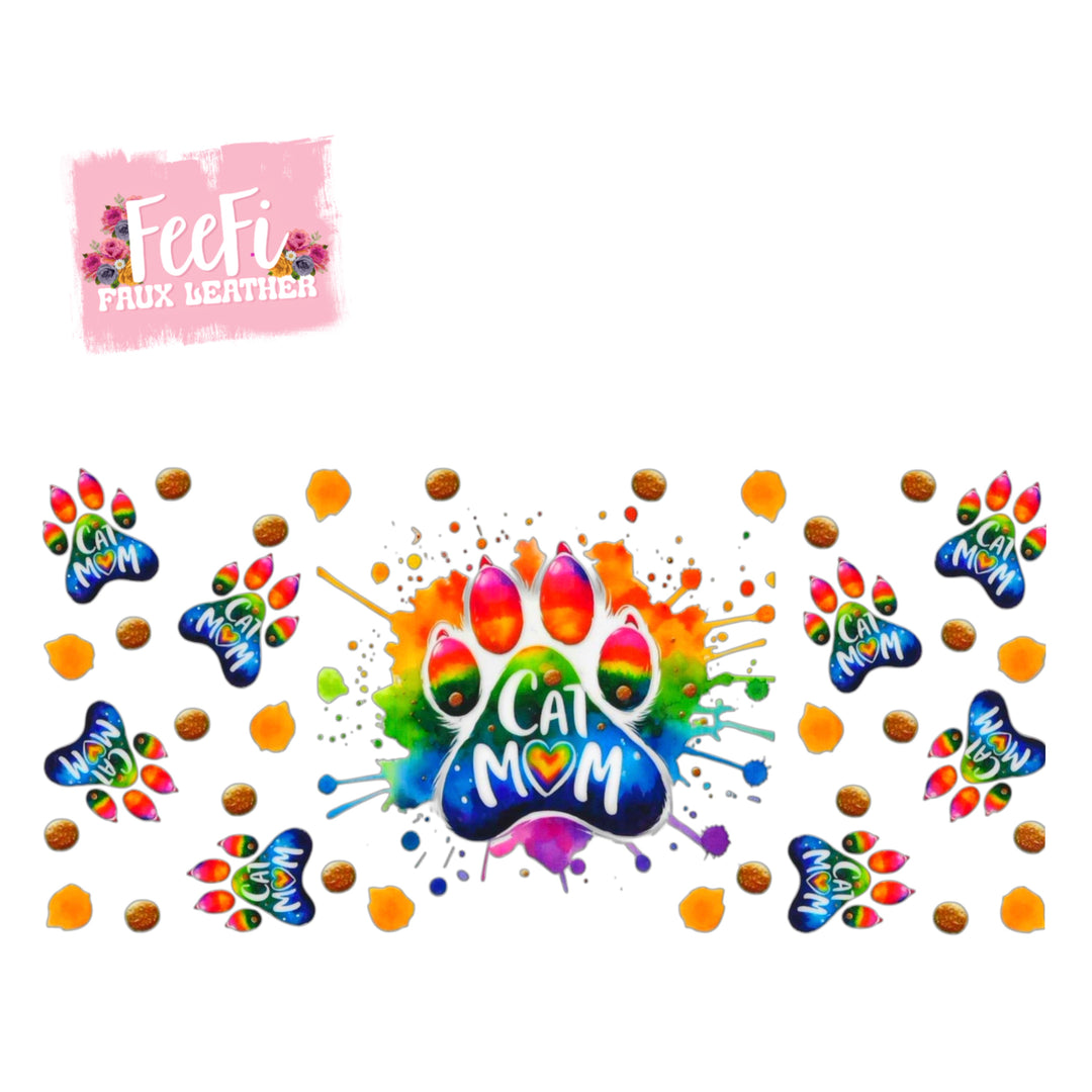 Cat Mom UV DTF Cup Wrap – Easy Cup Wrap for Tumblers & Projects FeeFiFauxLeather