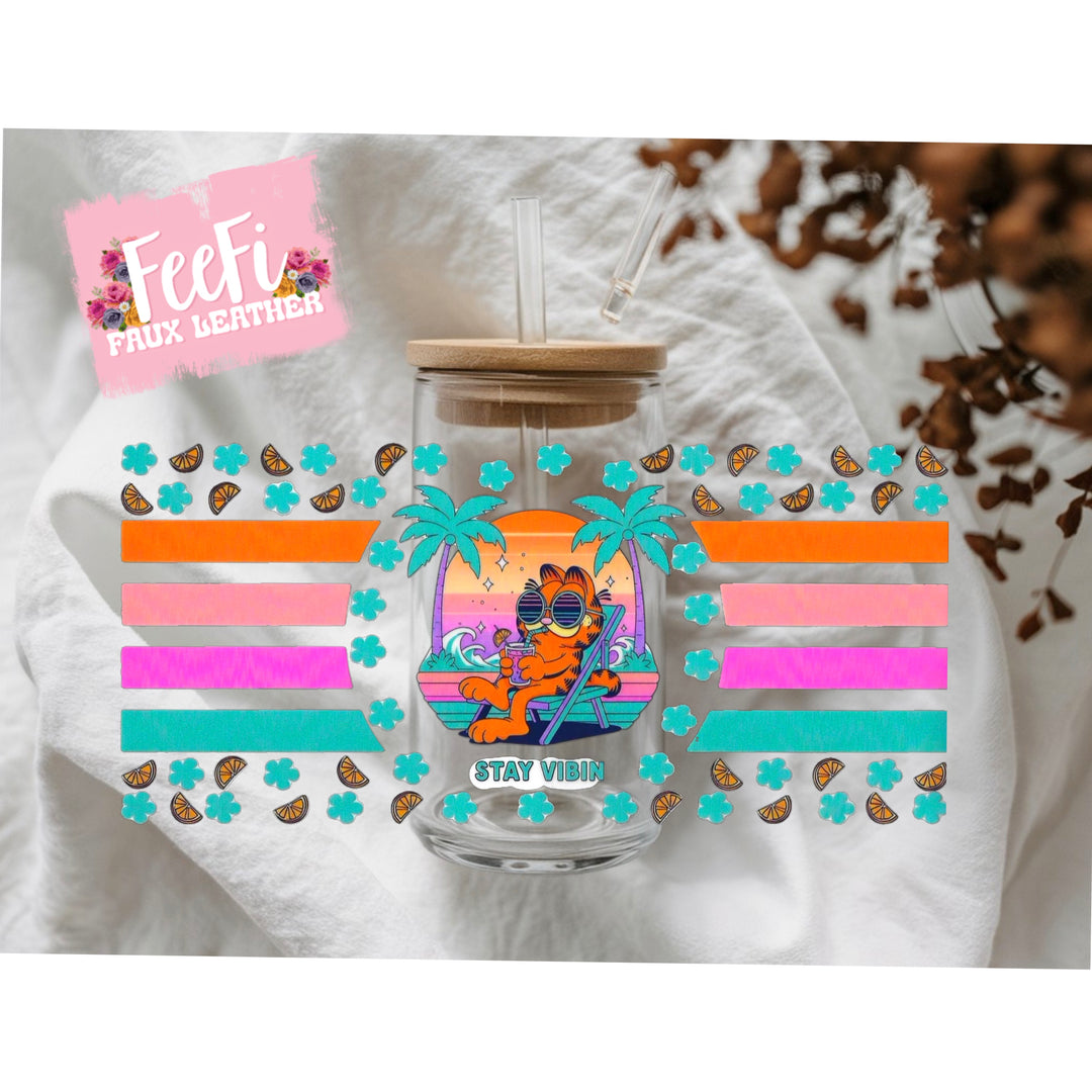 Cat UV DTF Cup Wrap – Easy Cup Wrap for Tumblers & Projects FeeFiFauxLeather