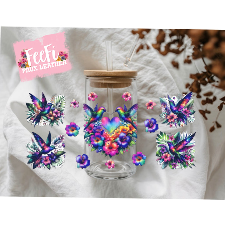 Colorful Birds UV DTF Cup Wrap – Easy Cup Wrap for Tumblers & Projects FeeFiFauxLeather