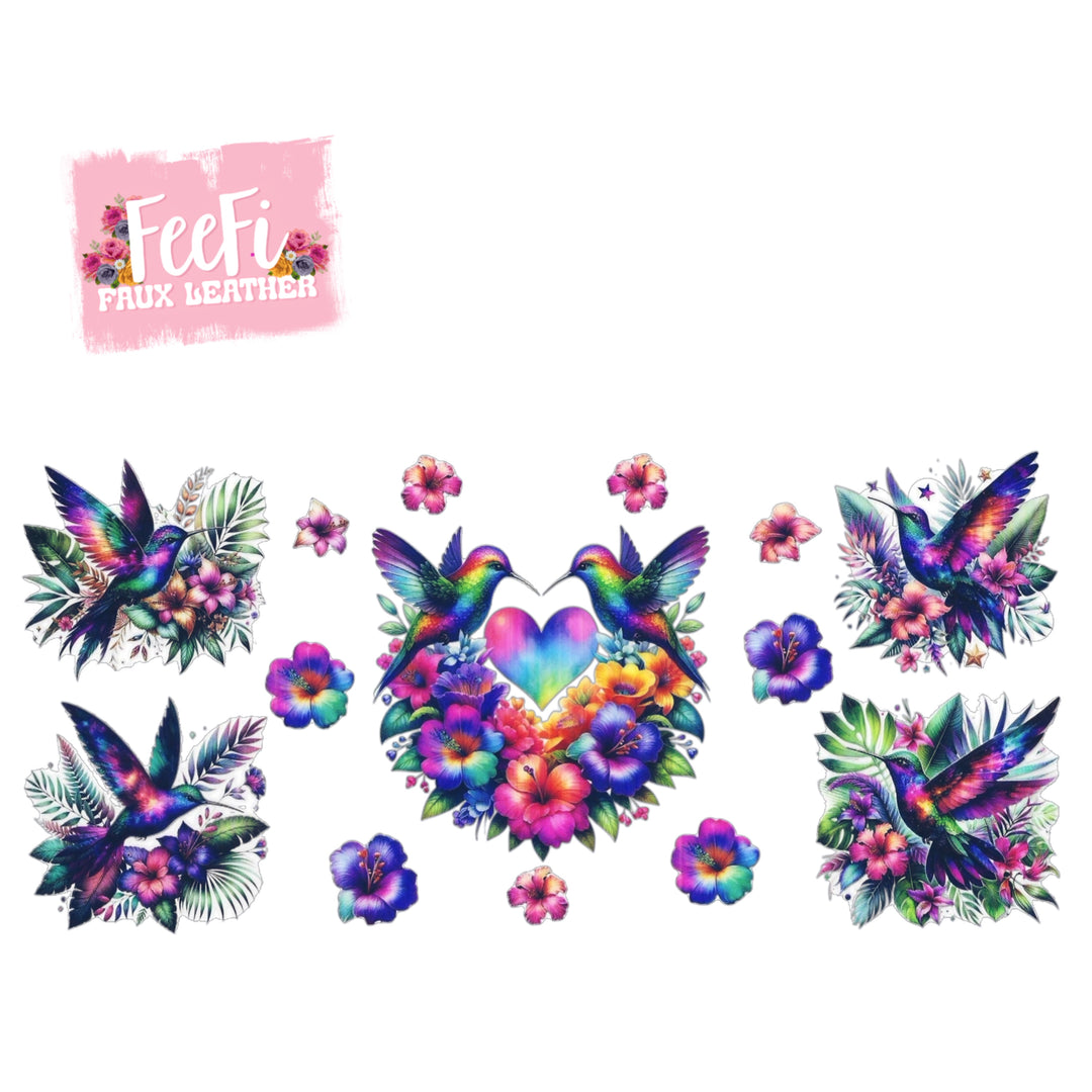 Colorful Birds UV DTF Cup Wrap – Easy Cup Wrap for Tumblers & Projects FeeFiFauxLeather