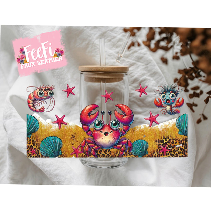 Crab UV DTF Cup Wrap – Easy Cup Wrap for Tumblers & Projects FeeFiFauxLeather