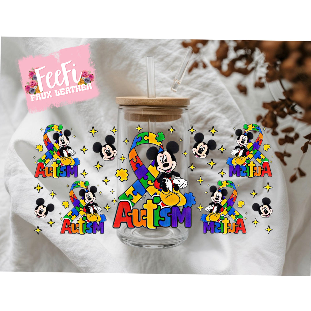 Mouse Autism UV DTF Cup Wrap – Easy Cup Wrap for Tumblers & Projects FeeFiFauxLeather