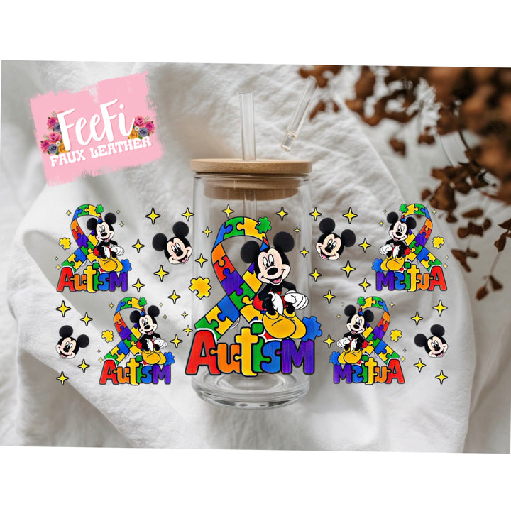 Mouse Autism UV DTF Cup Wrap – Easy Cup Wrap for Tumblers & Projects FeeFiFauxLeather