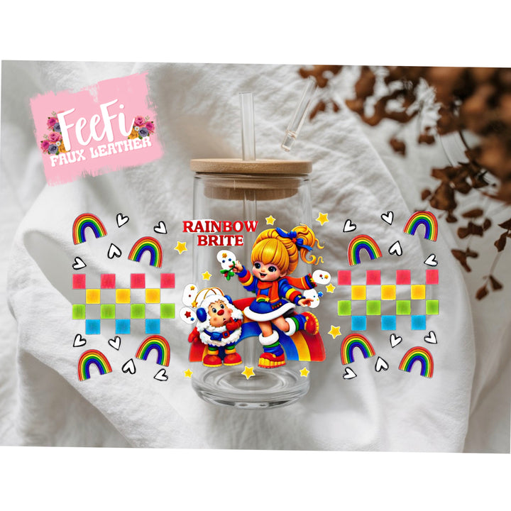 Rainbow Brite UV DTF Cup Wrap – Easy Cup Wrap for Tumblers & Projects FeeFiFauxLeather