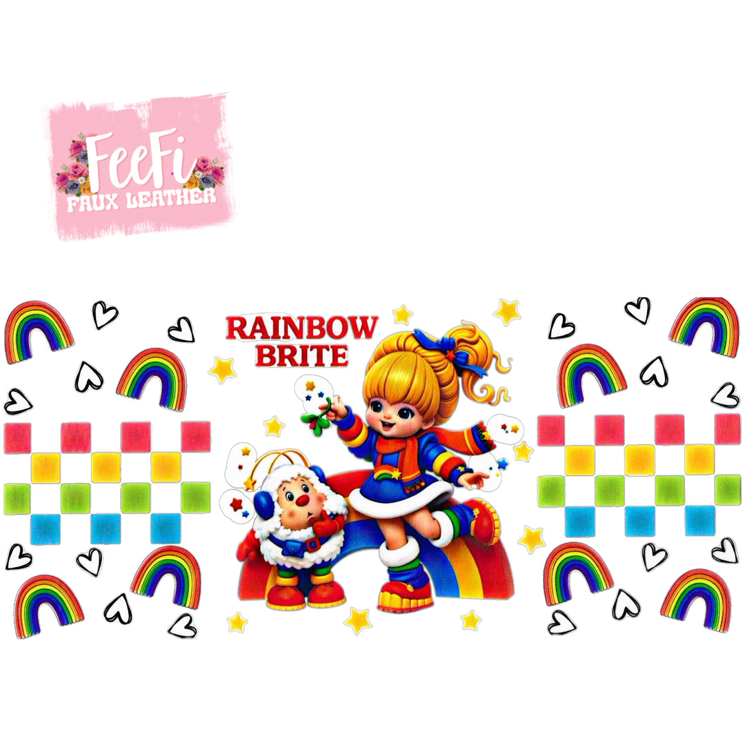Rainbow Brite UV DTF Cup Wrap – Easy Cup Wrap for Tumblers & Projects FeeFiFauxLeather