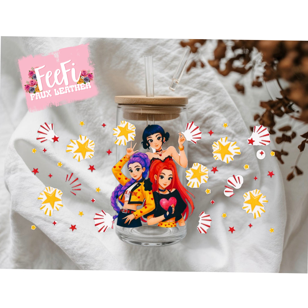 K-Pop Huntrix UV DTF Cup Wrap – Easy Cup Wrap for Tumblers & Projects FeeFiFauxLeather