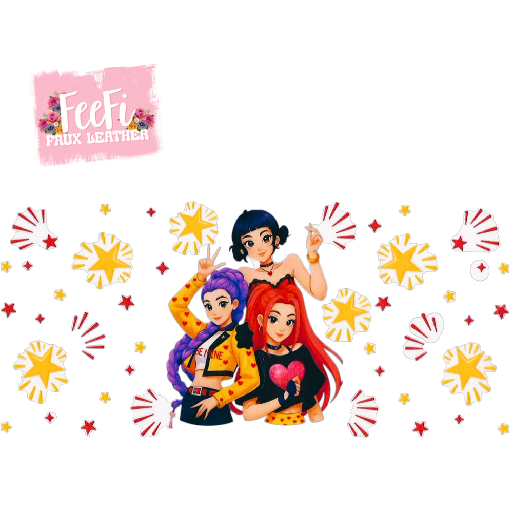 K-Pop Huntrix UV DTF Cup Wrap – Easy Cup Wrap for Tumblers & Projects FeeFiFauxLeather