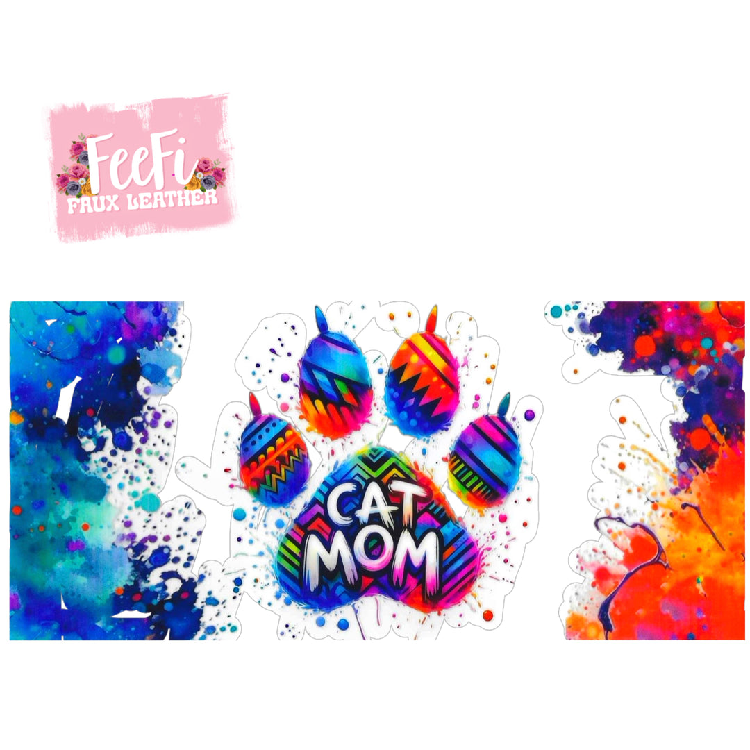 Cat Mom UV DTF Cup Wrap – Easy Cup Wrap for Tumblers & Projects FeeFiFauxLeather