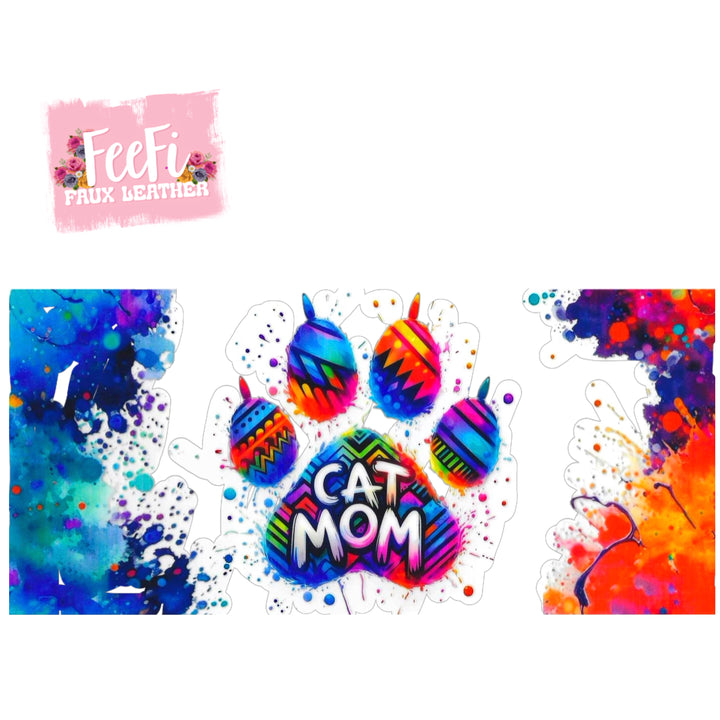 Cat Mom UV DTF Cup Wrap – Easy Cup Wrap for Tumblers & Projects FeeFiFauxLeather