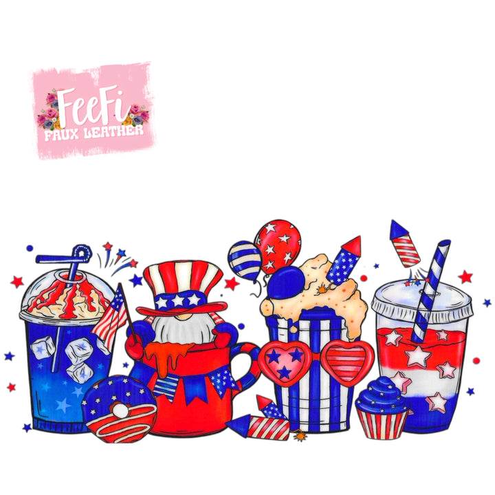 Red White and Blue July 4th UV DTF Cup Wrap – Easy Cup Wrap for Tumblers & Projects FeeFiFauxLeather