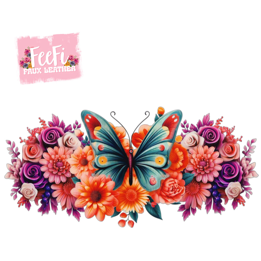 Butterfly Flowers UV DTF Cup Wrap – Easy Cup Wrap for Tumblers & Projects FeeFiFauxLeather