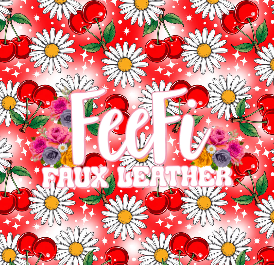 Cherry Printed Faux Leather FeeFiFauxLeather