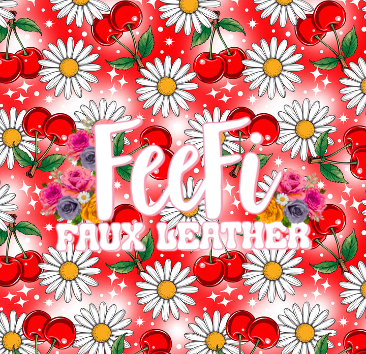 Cherry Printed Faux Leather FeeFiFauxLeather
