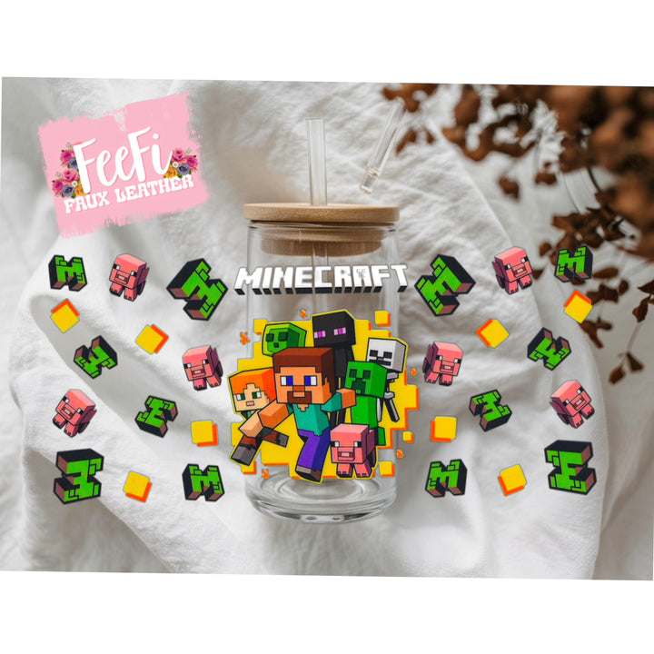Minecraft UV DTF Cup Wrap – Easy Cup Wrap for Tumblers & Projects FeeFiFauxLeather