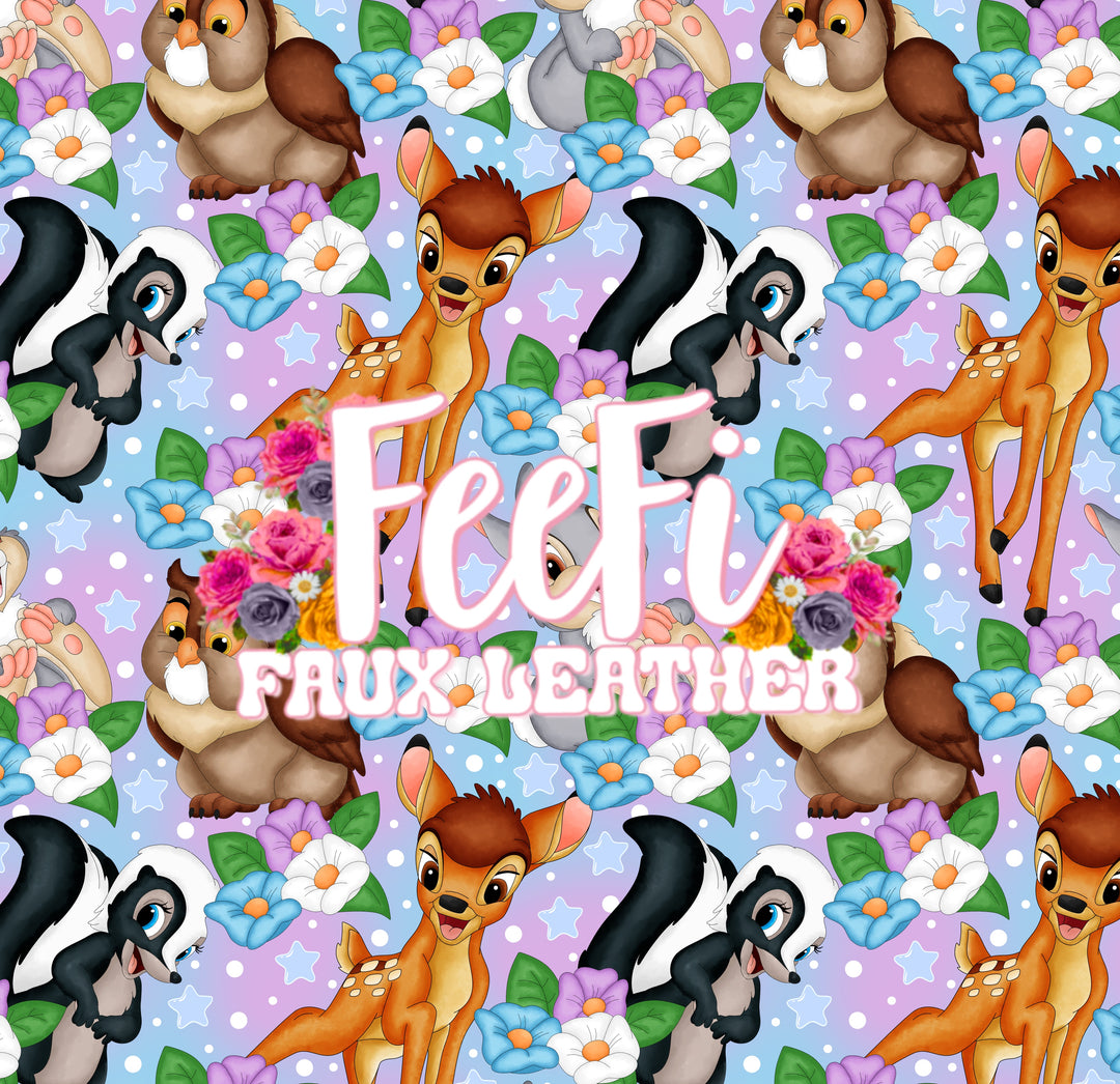 Bambi and Friends Printed Faux Leather Sheet FeeFiFauxLeather