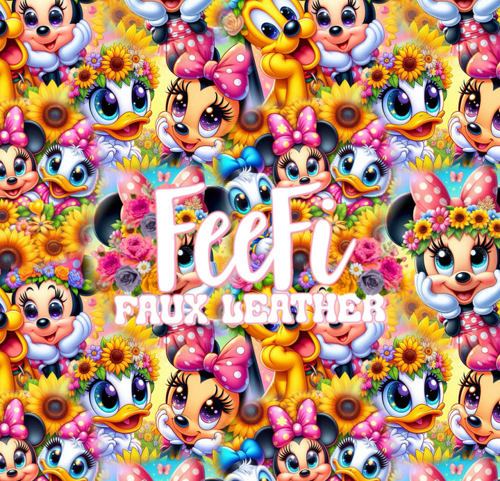 Mouse and Friends Printed Faux Leather Sheet FeeFiFauxLeather