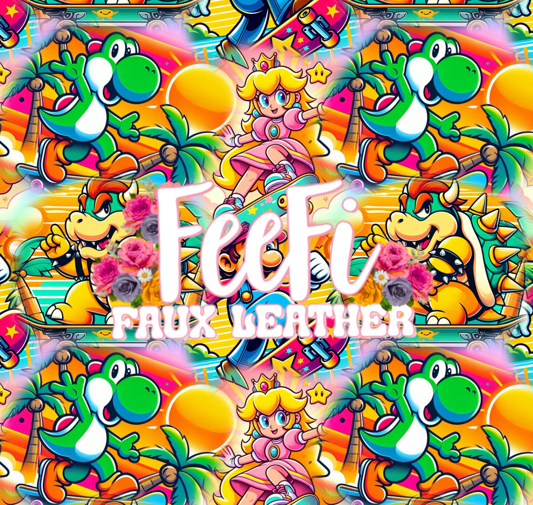 Super Mario Printed Faux Leather Sheet FeeFiFauxLeather