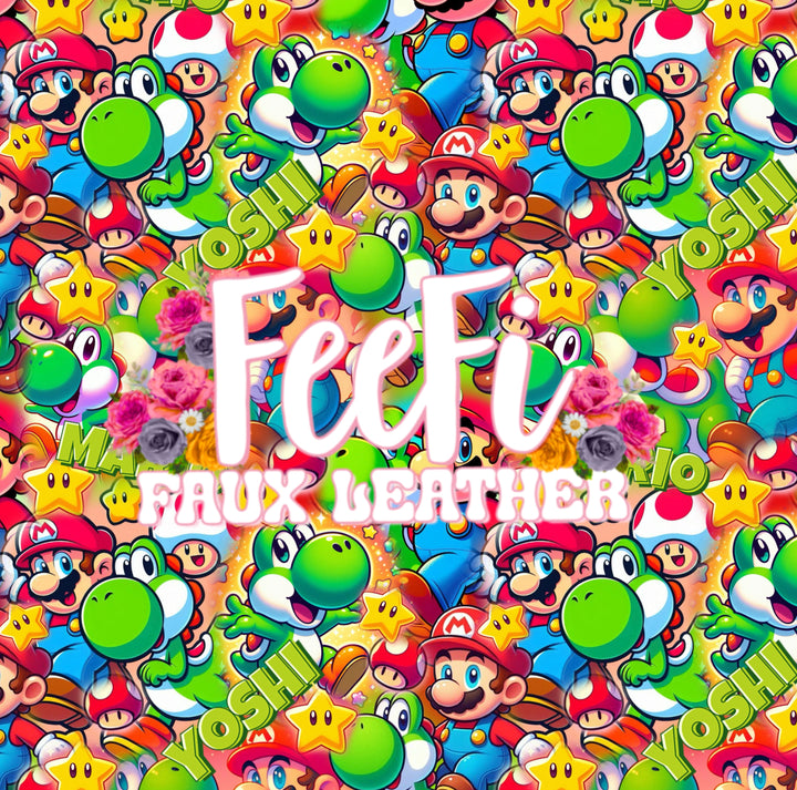 Super Mario Printed Faux Leather Sheet FeeFiFauxLeather
