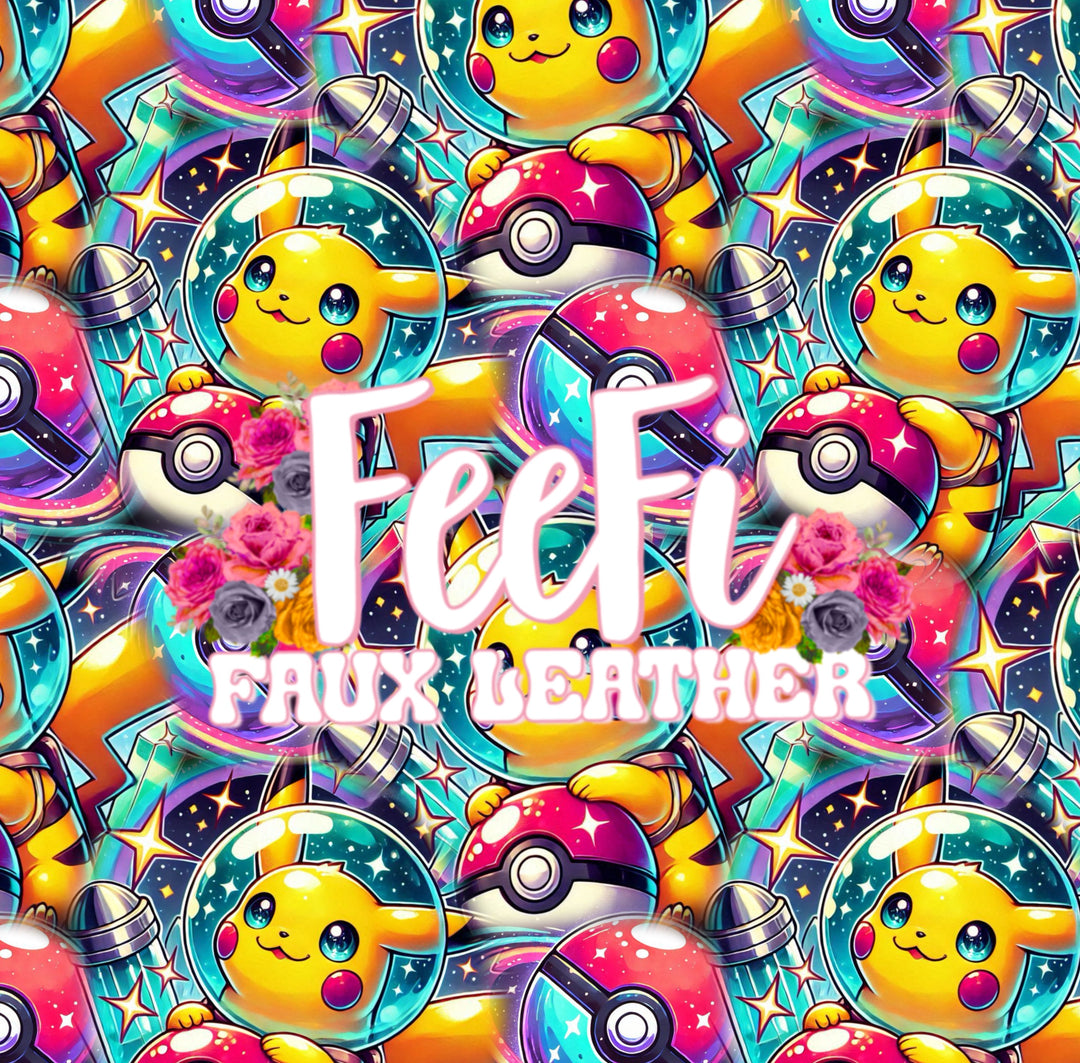 Pocket Monster Printed Faux Leather Sheet FeeFiFauxLeather