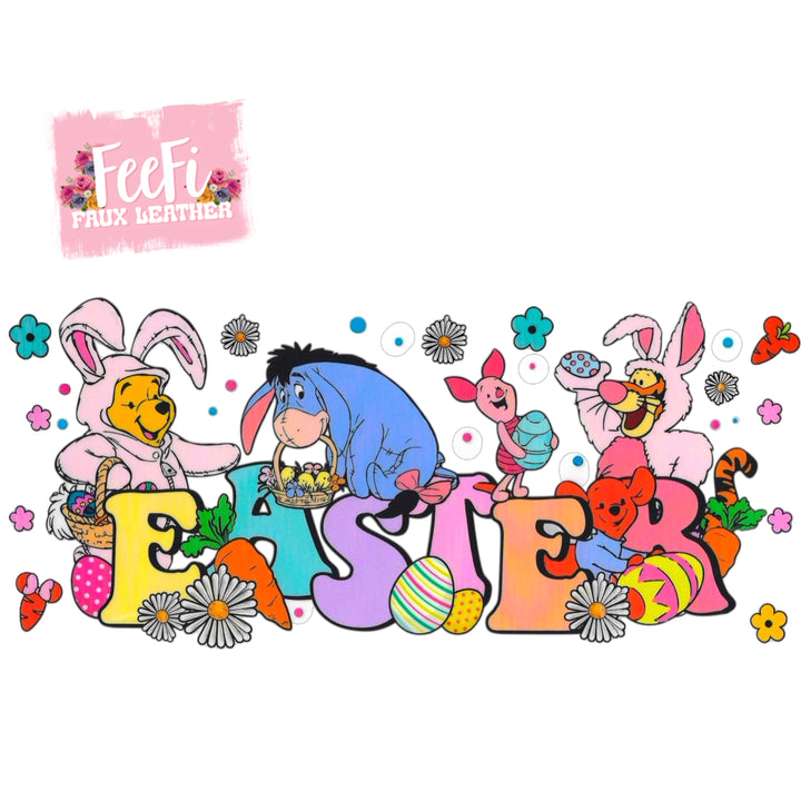 Pooh Bear Easter UV DTF Cup Wrap – Easy Cup Wrap for Tumblers & Projects FeeFiFauxLeather