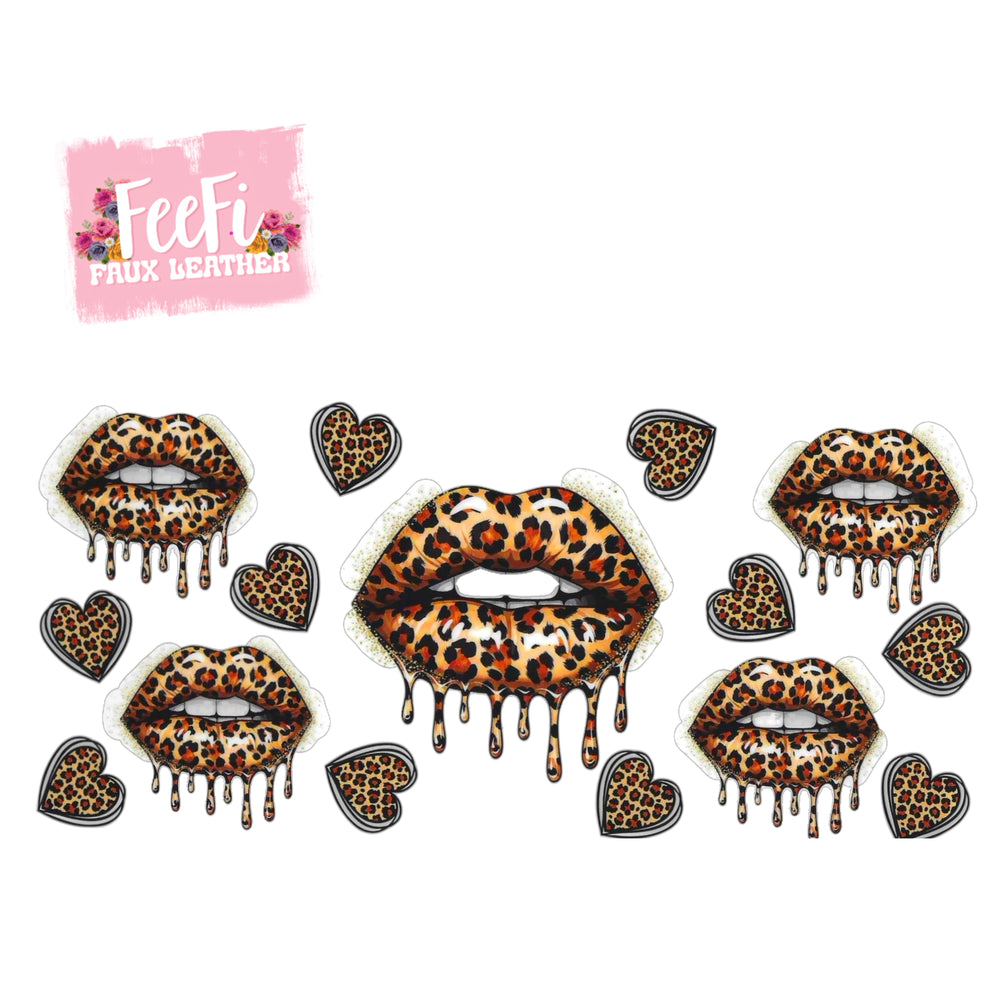 Lips Leopard Print UV DTF Cup Wrap – Easy Cup Wrap for Tumblers & Projects FeeFiFauxLeather