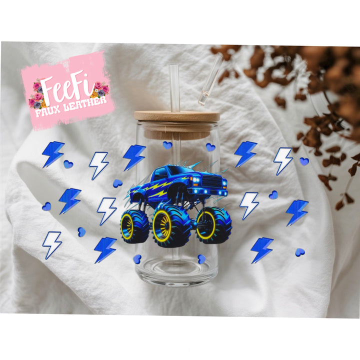 Monster Truck UV DTF Cup Wrap – Decorative Wrap for DIY Drinkware Projects FeeFiFauxLeather