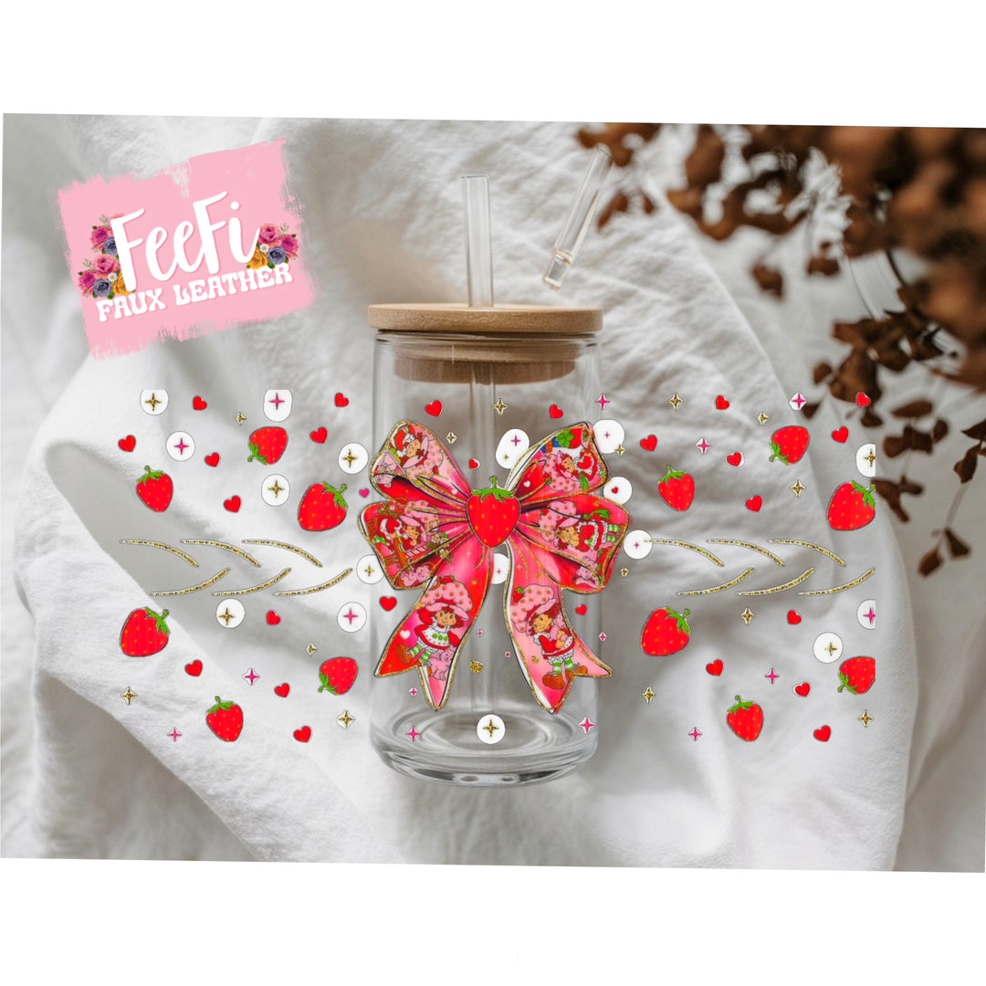 Strawberry Shortcake UV DTF Cup Wrap – Easy Cup Wrap for Tumblers & Projects FeeFiFauxLeather