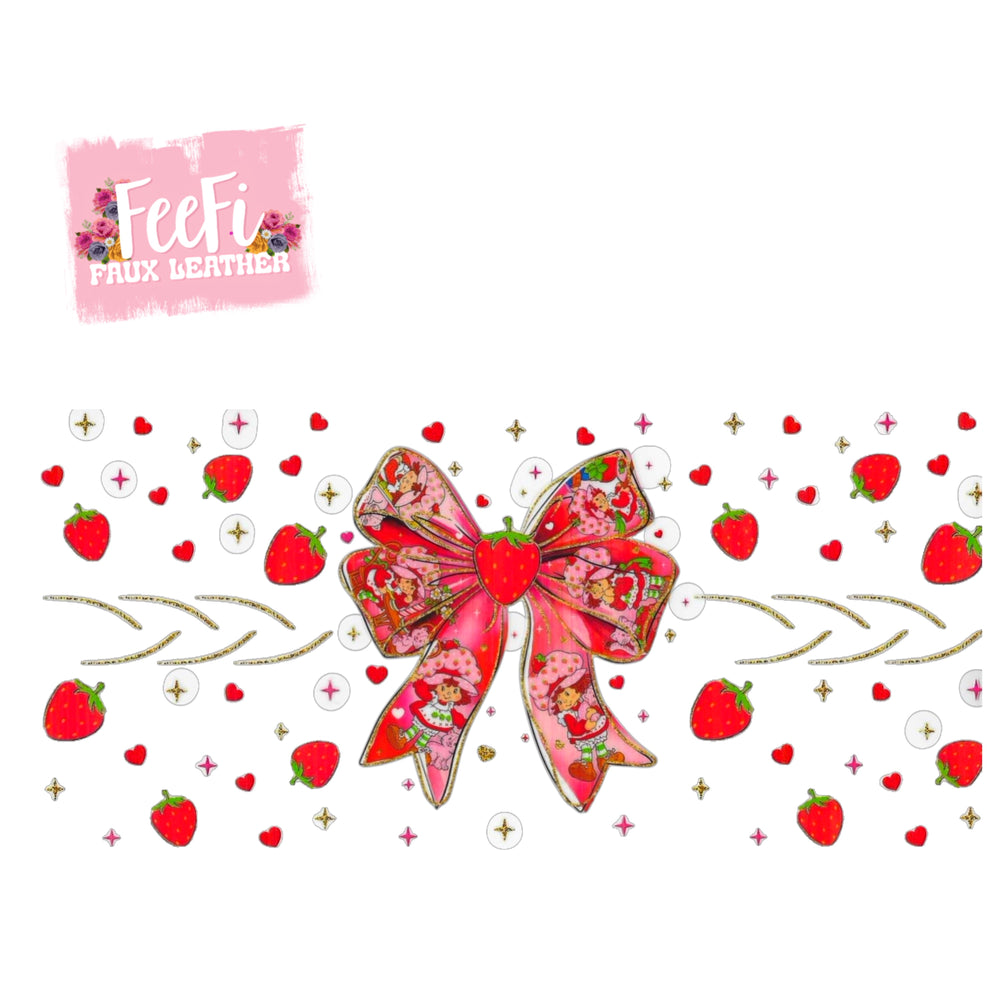 Strawberry Shortcake UV DTF Cup Wrap – Easy Cup Wrap for Tumblers & Projects FeeFiFauxLeather