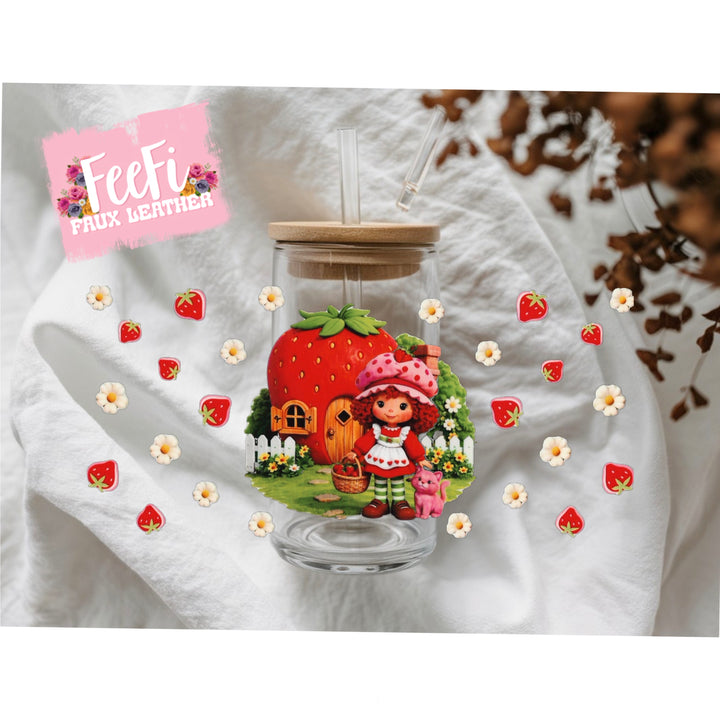 Strawberry Shortcake UV DTF Cup Wrap – Easy Cup Wrap for Tumblers & Projects FeeFiFauxLeather