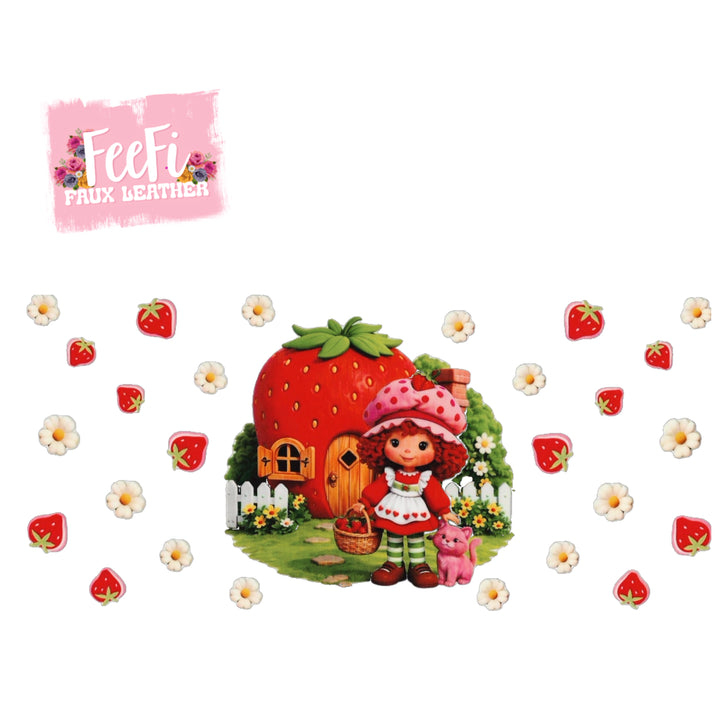 Strawberry Shortcake UV DTF Cup Wrap – Easy Cup Wrap for Tumblers & Projects FeeFiFauxLeather
