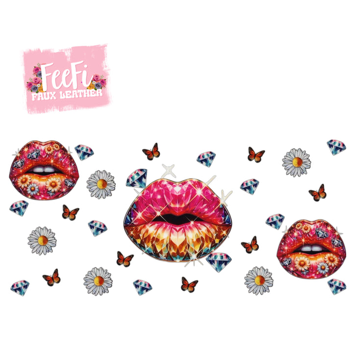 Lips Print UV DTF Cup Wrap – Easy Cup Wrap for Tumblers & Projects FeeFiFauxLeather