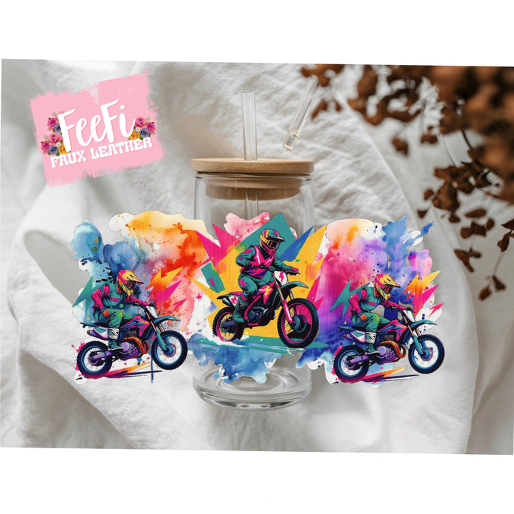 Dirt Bike UV DTF Cup Wrap – Easy Cup Wrap for Tumblers & Projects FeeFiFauxLeather