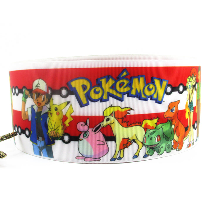 Pocket Monster 1 Yard 1 1/2 Inch Wide Printed Grosgrain Ribbon FeeFiFauxLeather