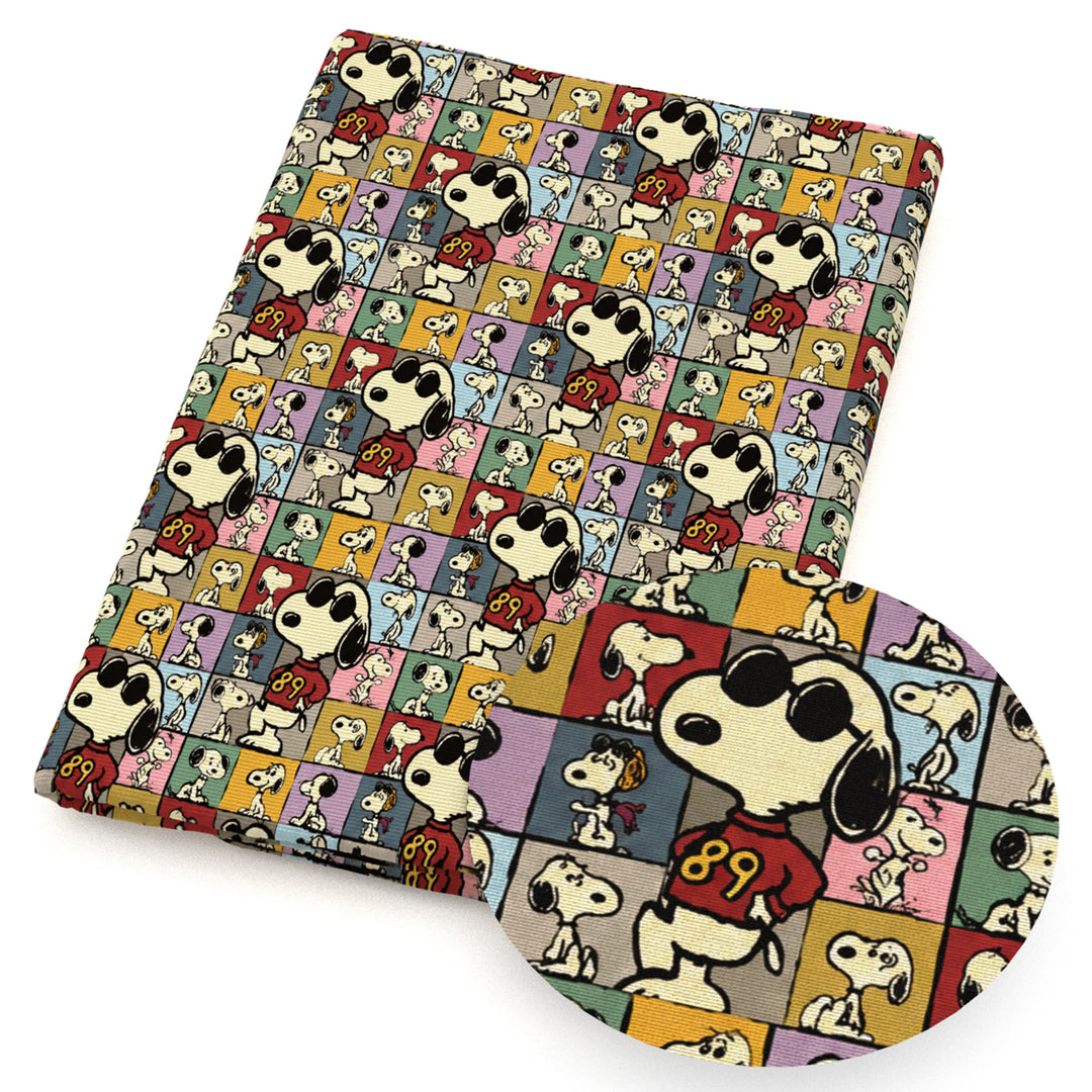 Snoopy Faux Leather Sheet Bright colors FeeFiFauxLeather
