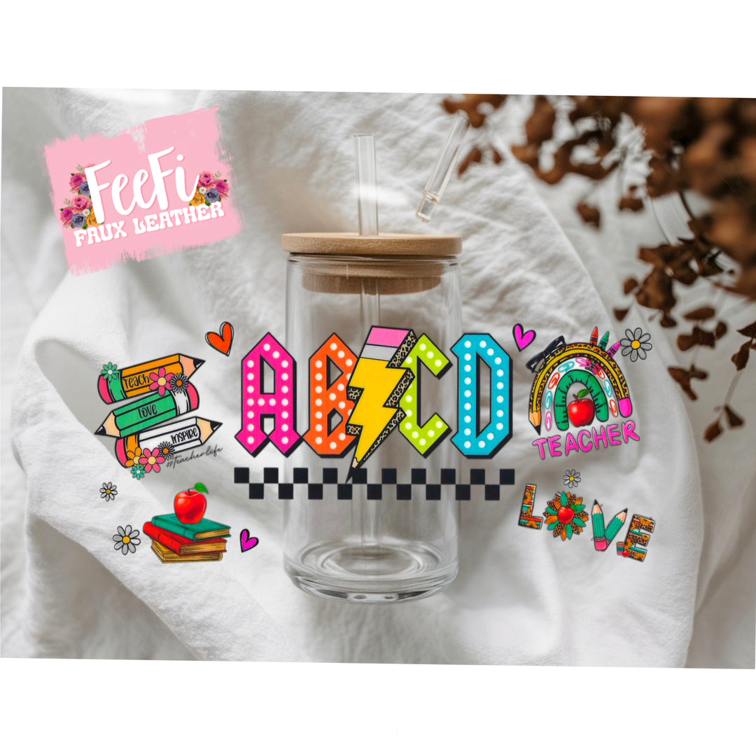Teacher UV DTF Cup Wrap – Easy Cup Wrap for Tumblers & Projects FeeFiFauxLeather