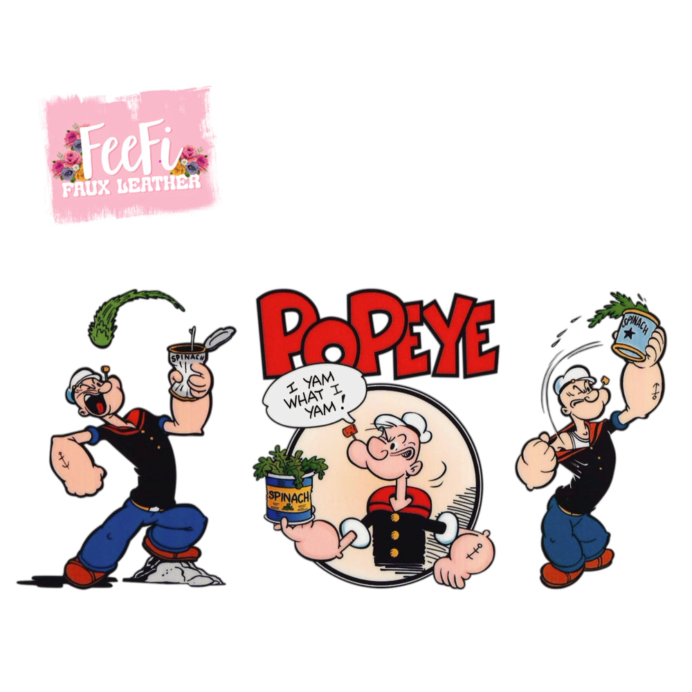 Popeye UV DTF Cup Wrap – Easy Cup Wrap for Tumblers & Projects FeeFiFauxLeather